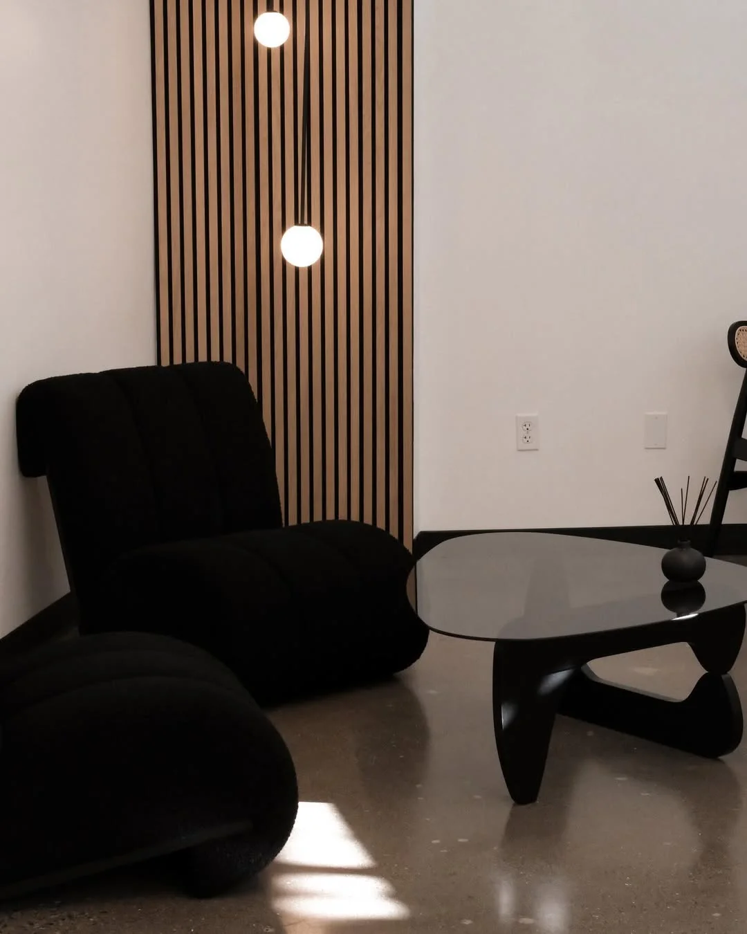 Studio lounge with pendant lights