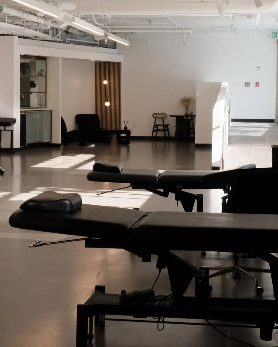 Tattoo studio with beds and equipment